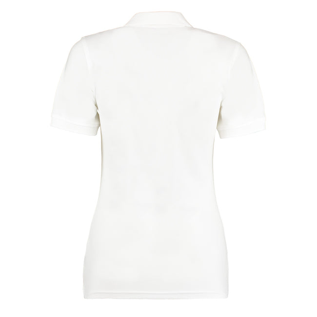 Blanc - Back - Polo à manches courtes et col en V Kustom Kit Sophia Comfortec® pour femme
