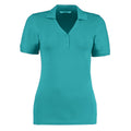 Turquoise - Front - Polo à manches courtes et col en V Kustom Kit Sophia Comfortec® pour femme
