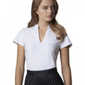 Blanc - Side - Kustom Kit - T-shirt à manches courtes et col mandarin - Femme