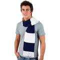 Blanc-Bleu marine - Back - Result - Echarpe épaisse thermique tricotée - Homme