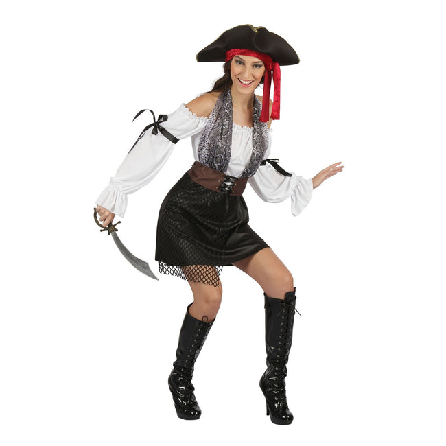 Noir-blanc- marron- rouge - Front - Bristol Novelty - Costume PIRATE - Femme