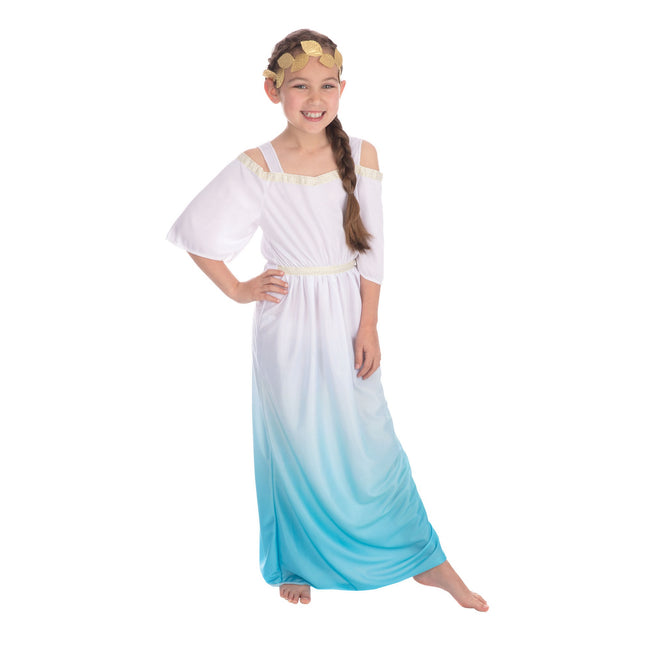 Blanc- bleu - or - Front - Bristol Novelty - Costume DEESSE - Enfant
