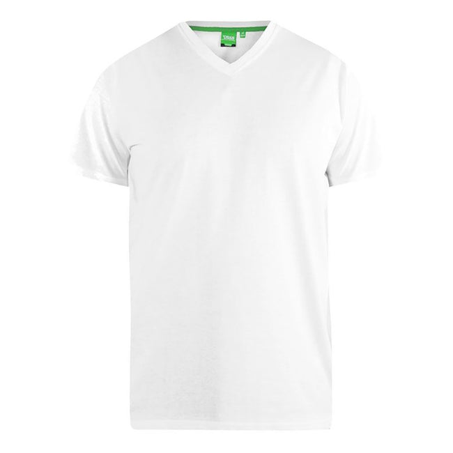 Blanc - Front - Duke - T-shirt col V SIGNATURE-1 - Homme