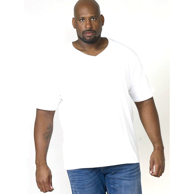 Blanc - Back - Duke - T-shirt col V SIGNATURE-1 - Homme