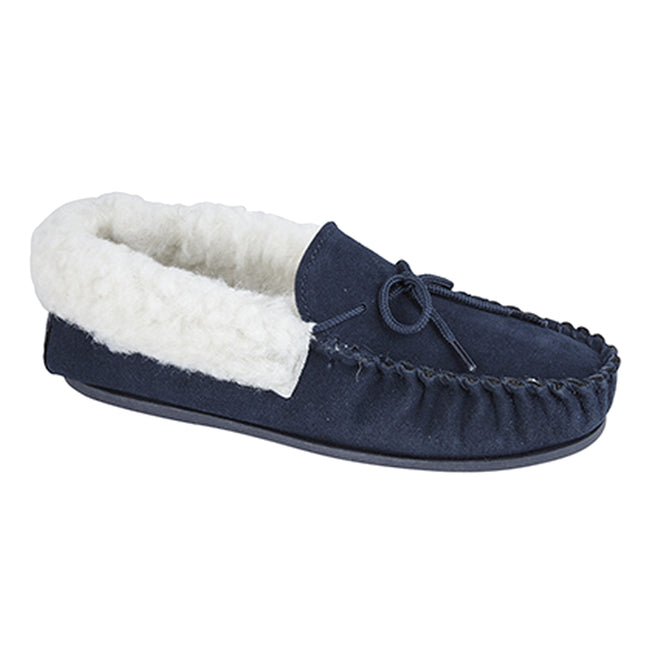 Bleu marine - Front - Mokkers Emily - Chaussons style mocassins - Femme