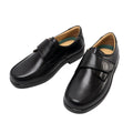 Noir - Back - Roamers - Chaussures de ville en cuir extra larges avec sangle à scratch - Homme