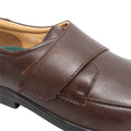 Marron - Side - Roamers - Chaussures de ville en cuir extra larges avec sangle à scratch - Homme
