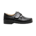 Noir - Front - Roamers - Chaussures de ville en cuir extra larges avec sangle à scratch - Homme