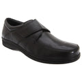 Noir - Front - Roamers - Chaussures de ville en cuir extra larges avec sangle scratch - Homme