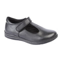 Noir - Front - Roamers - Chaussures d'écolier à scratch en cuir - Fille