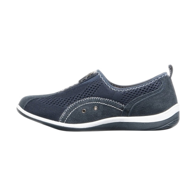 Bleu marine - Side - Boulevard - Chaussures à fermeture zippée et goussets - Femme
