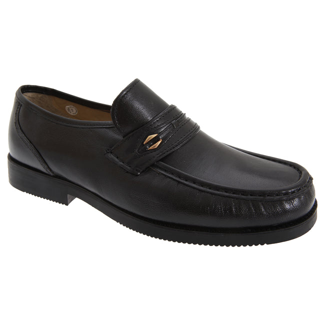 Noir - Front - Tycoons - Mocassins larges - Homme
