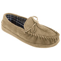 Sable - Front - Sleepers Adie - Chaussons en cuir suédé style mocassins - Homme