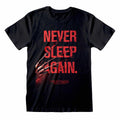 Noir - Rouge - Front - Nightmare On Elm Street - T-shirt NEVER SLEEP AGAIN - Adulte