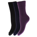 Noir - Bleu marine - Violet - Front - Chaussettes thermiques (lot de 3 paires) - Enfant