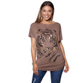 Marron - Front - Krisp - T-shirt manches courtes TIGER - Femme