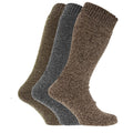 Marron-Gris - Front - Chaussettes pour bottes en caoutchouc en mélange de laine (lot de 3 paires) - Homme