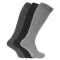 Noir - gris - Front - Chaussettes hautes rembourrées en mélange de laine (lot de 3 paires) - Homme