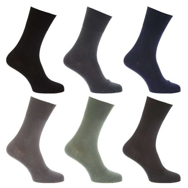 Noir-gris-bleu marine - Front - Chaussettes non-élastiquée (lot de 6 paires) - Homme