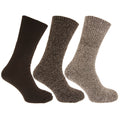 Tons bruns - Front - Chaussettes thermiques en mélange de laine, non-élastiquées (lot de 3) - Homme