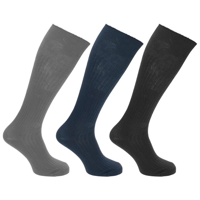 Noir-bleu marine-gris - Front - Chaussettes hautes - Homme