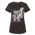 Noir - Front - AC-DC - T-shirt délavé 'High Voltage' - Femme