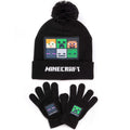 Noir - Vert - Back - Minecraft - Ensemble bonnet, gants et écharpe - Enfant