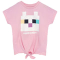 Rose - Blanc - Front - Minecraft - T-shirt - Fille