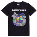 Noir - Gris - Blanc - Front - Minecraft - T-shirt SURVIVAL MODE - Enfant
