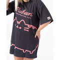 Gris charbon - Rose - Side - Pusheen - Robe t-shirt - Femme