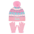 Rose - Blanc - Bleu - Front - Barbie - Ensemble bonnets et gants - Fille