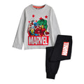 Noir - Gris - Front - Marvel Avengers - Ensemble de pyjama long - Garçon