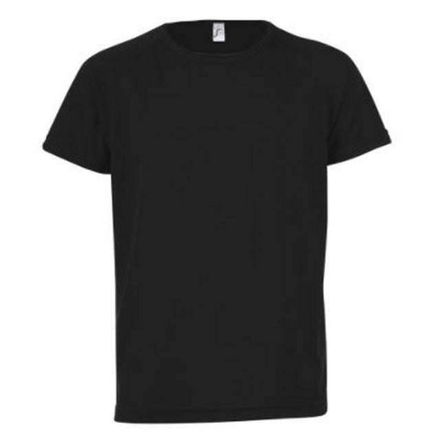 Noir - Front - SOLS - T-shirt de sport uni - Enfant unisexe