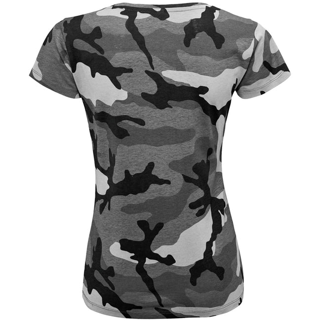 Gris - Back - SOLS - T-shirt à motif camouflage - Femme
