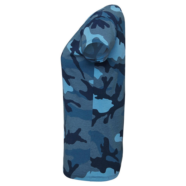 Bleu - Side - SOLS - T-shirt à motif camouflage - Femme