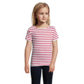 Blanc - rouge - Back - SOLS Miles - T-shirt rayé - Enfant unisexe