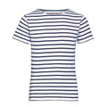 Blanc - bleu marine - Front - SOLS Miles - T-shirt rayé - Enfant unisexe