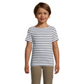 Blanc - bleu marine - Back - SOLS Miles - T-shirt rayé - Enfant unisexe