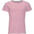 Blanc - rouge - Front - SOLS Miles - T-shirt rayé à manches courtes - Homme