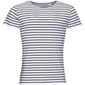 Blanc - bleu marine - Front - SOLS Miles - T-shirt rayé à manches courtes - Homme