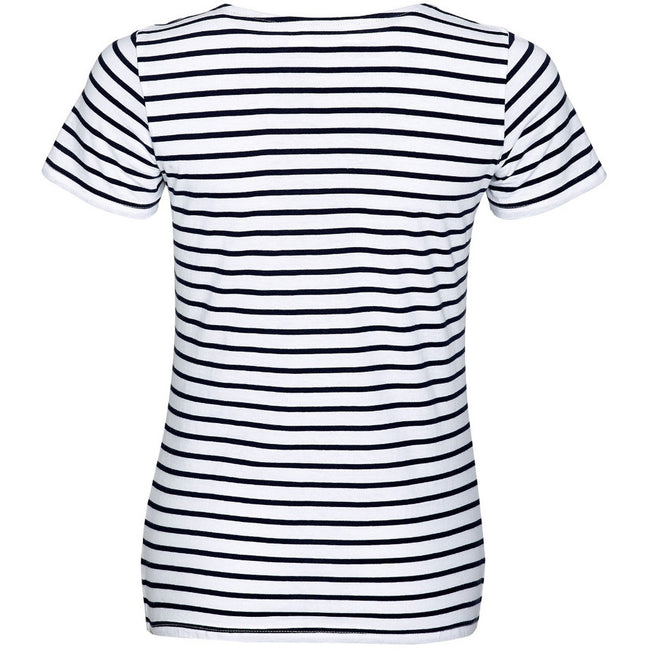 Blanc - bleu marine - Back - SOLS Miles - T-shirt rayé à manches courtes - Femme