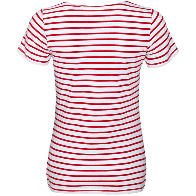 Blanc - rouge - Back - SOLS Miles - T-shirt rayé à manches courtes - Femme