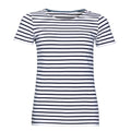 Blanc - bleu marine - Front - SOLS Miles - T-shirt rayé à manches courtes - Femme