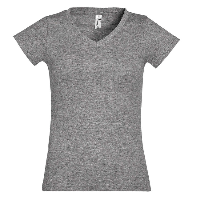 Gris chiné - Front - SOLS - T-shirt manches courtes MOON - Femme