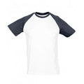 Blanc-bleu marine - Front - SOLS - T-shirt manches courtes FUNKY - Homme