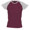 Bordeaux-Gris - Front - SOLS Milky - T-shirt à manches courtes en contraste - Femme