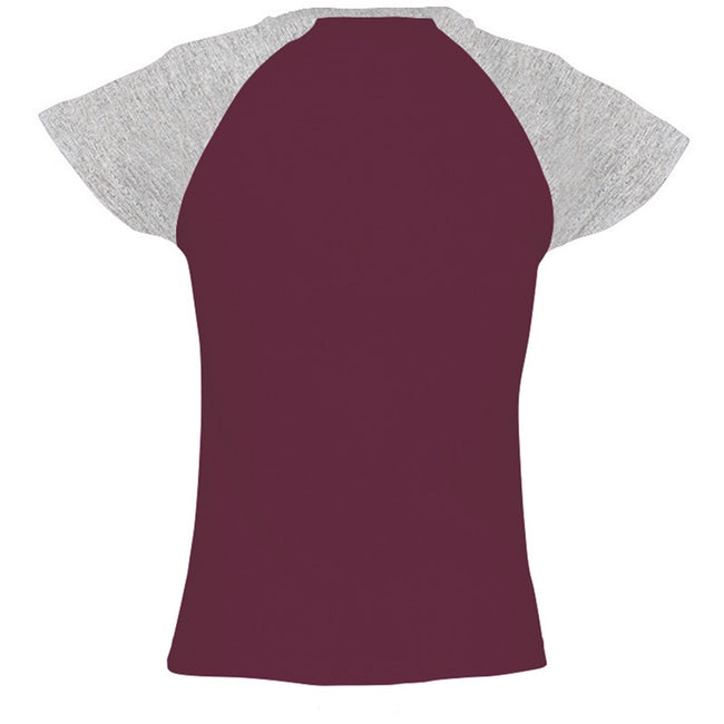 Bordeaux-Gris - Back - SOLS Milky - T-shirt à manches courtes en contraste - Femme