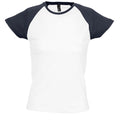 Blanc-Bleu marine - Front - SOLS Milky - T-shirt à manches courtes en contraste - Femme