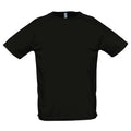 Noir - Front - SOLS Sporty - T-shirt à manches courtes - Homme