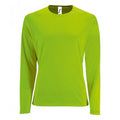 Vert néon - Front - SOLS - T-shirt manches longues PERFORMANCE - Femme